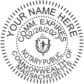 Massachusetts Notary Pocket Seal Embosser, Round 1.6 Inch Diameter Raised Impression, Sample Image